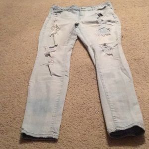 Light blue, ripped jeans